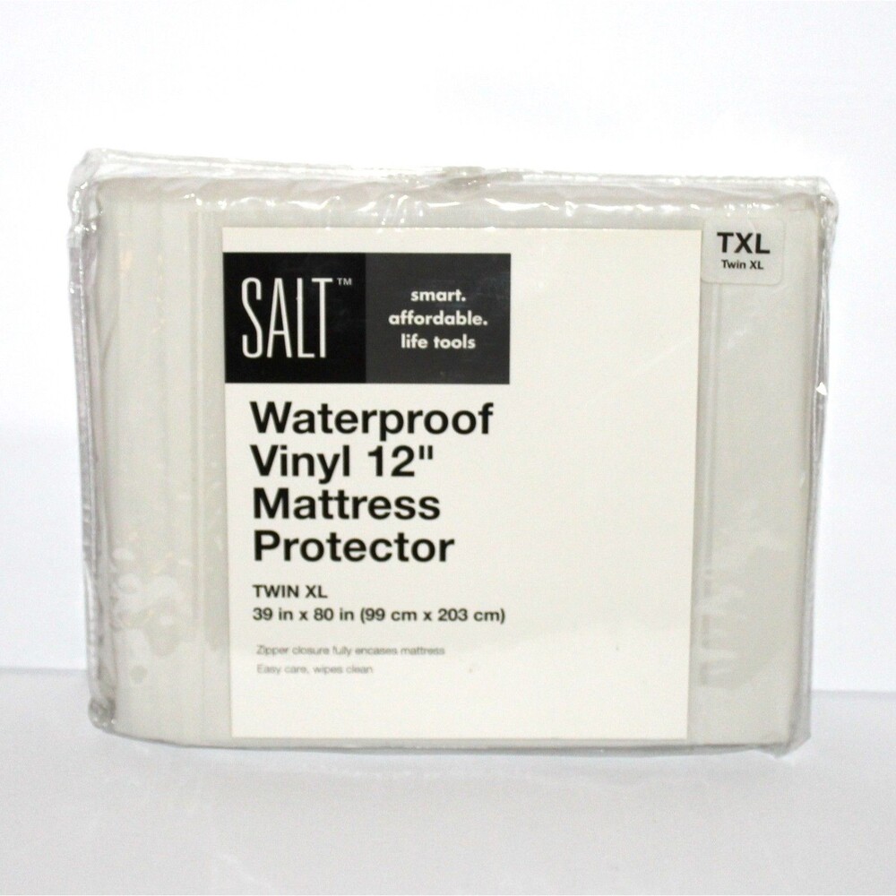 Salt Waterproof Mattress Protector Twin XL 12” white vinyl zippered